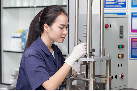 Contractor working in aerospace lab