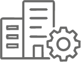 Buildings and gear icon