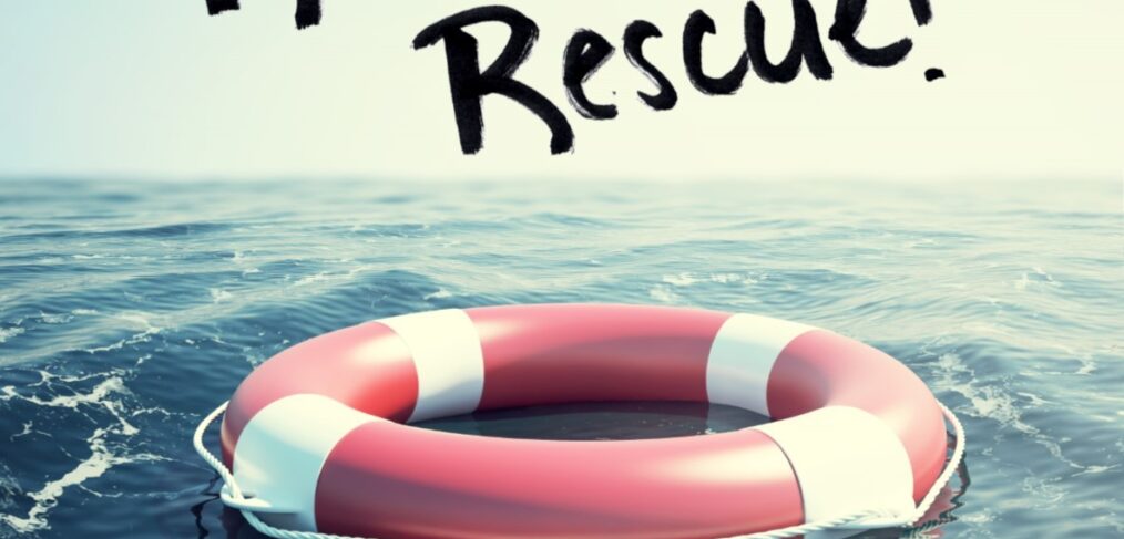 Life buoy on water with Resume Rescue text